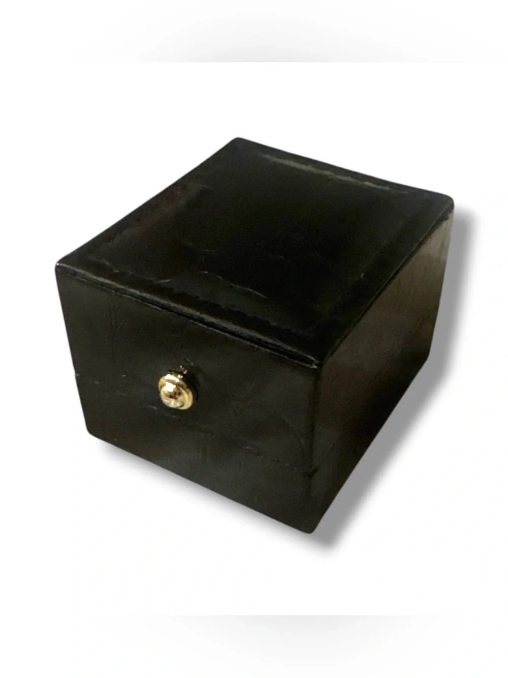 Black Alligator Skin Style Ring Box with Gold Accent